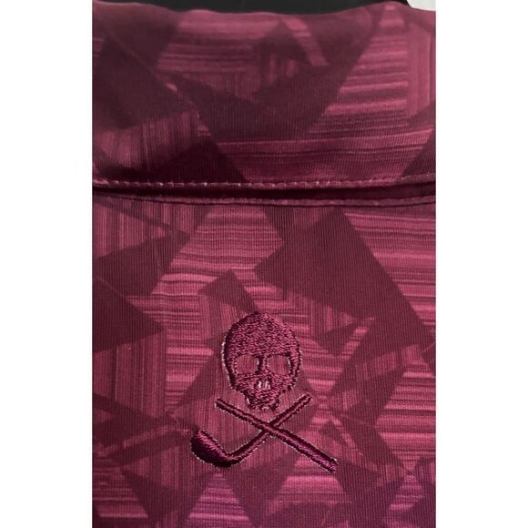 Robert Graham Men's Hydrus Short-Sleeve Knit Polo Shirt in Berry Size XL - Picture 8 of 10